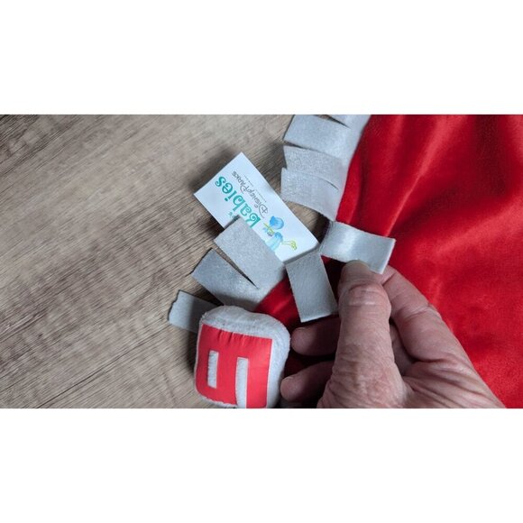 Disney Parks  Babies Red & Gray Plush Baby Lovey Blanket With Fringe Trim 12" - Picture 3 of 8